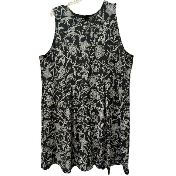 J. Jill Wearever Collection Black & White Floral Print Shift Dress XL Sleeveless - Picture 1 of 7